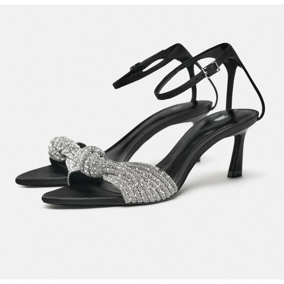 RARE!!! ZARA Embellished Heeled Sandals NWT - Picture 7 of 14